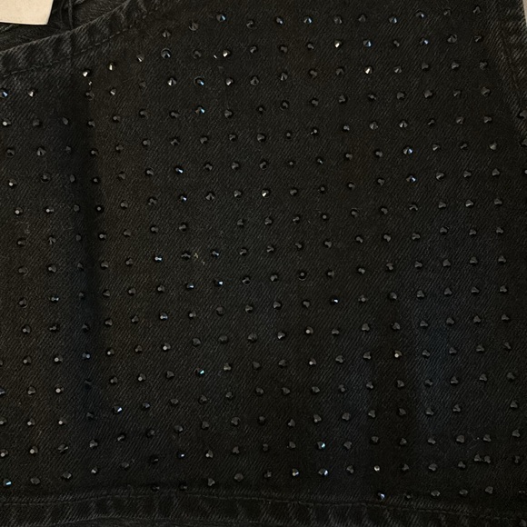 ZARA RHINESTONE TRF DENIM CROP TOP - Picture 9 of 10